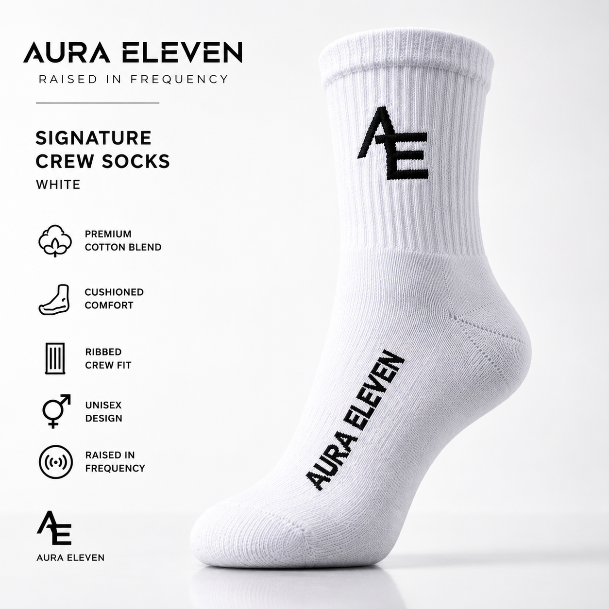 Aura Eleven Signature Crew Socks